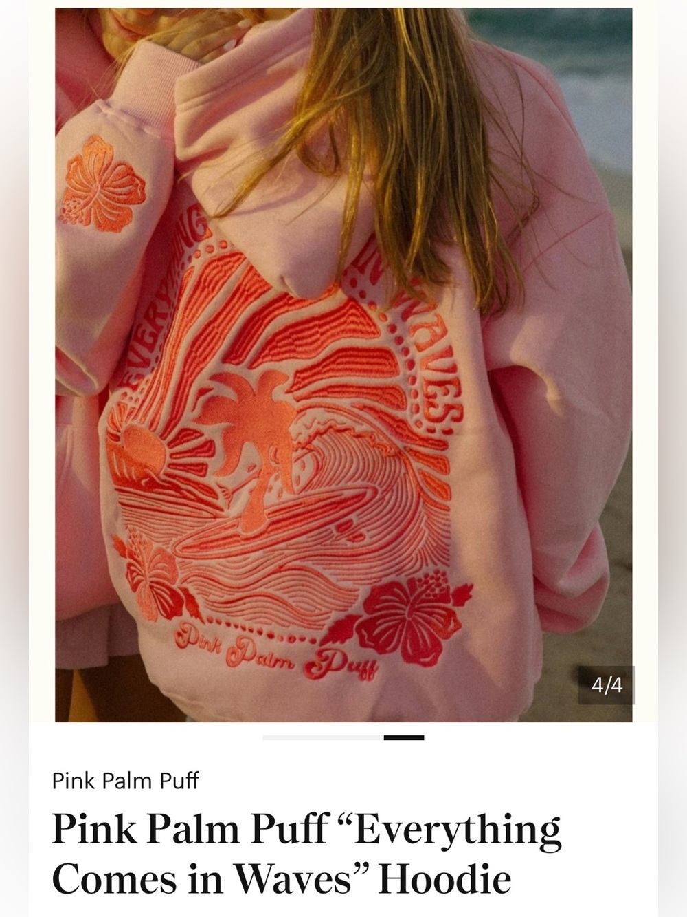 Flawless Pink Palm Puff Hoodie XS